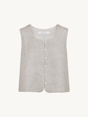 Something to Hold Linen Buttoned Tank Top / Vest